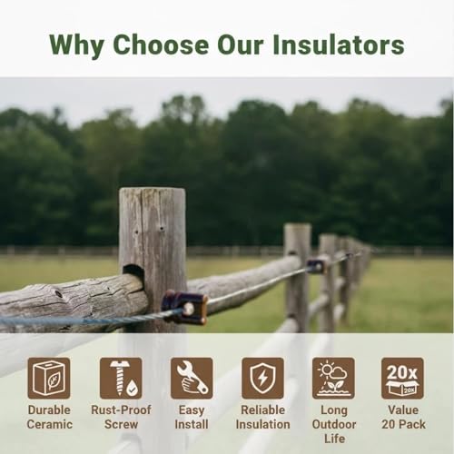 Ceramic Electric Fence Insulators, 20 Pack Heavy Duty Ceramic Insulators
