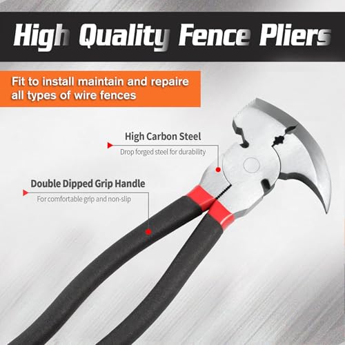 SPEEDWOX 10.5 Inch Fencing Pliers Staple Puller Fence Solid Joint Pliers Fence Pliers Fencing Pliers Fence Tool Pliers Heavy Duty Fence Pliers Multi Purpose Fence Tool Fencing Pliers with Hammer Head - style: Fencing Pliers Staple Puller