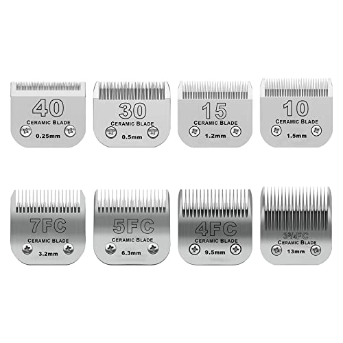 Detachable Ceramic Pet Blades Compatible with Andis & Oster A5 Grooming - color: Silver, size: 8 piece set