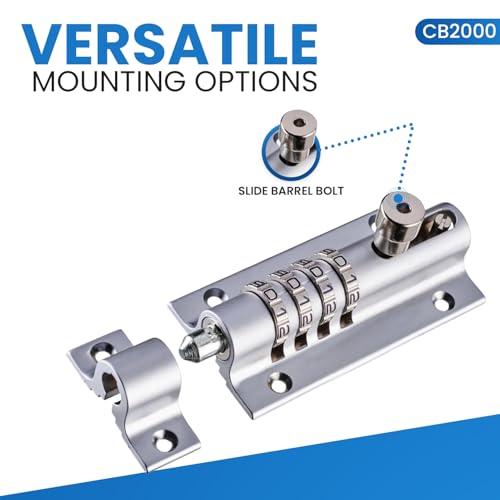 CB2000-CHR 4-Dial Combination Sliding Bolt Latch with Chrome Finish - color: Chrome