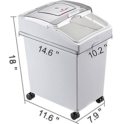 VEVOR Ingredient Bin, 5.2 Gallons Capacity Ingredient Storage Bin, 3 Pcs/Set, PP Material Flour Bins On Wheels, White Shelf Ingredient Bin with Scoop and Sliding Lid, Commercial Storage Bins - size: 5.2 Gallon*3