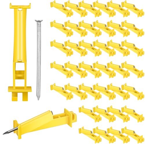 Tandefio 25 Pcs Electric Fence Insulator 5 Inch, Yellow | Slant Nail-on Electric Fence Insulators for Wood Post, Heavy- Duty Animal Fencing Wire, Flat Hotwire Fencing - color: Yellow