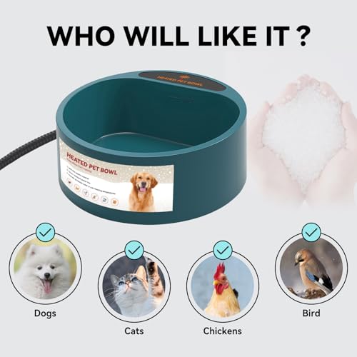 2.2L Heated Dog Bowl, Provides No Freeze Water, Pet Water Heater for Dogs/Cats/Chickens/Birds/Livestock, Green - color: Green