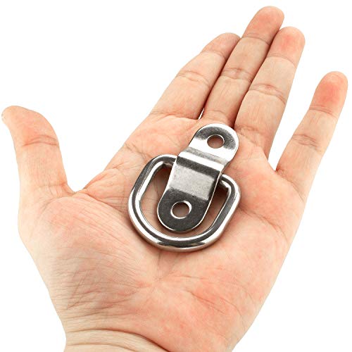 12 Pack Tie Down Rings with Mounting Brackets, Heavy Duty Stainless Steel Lashing Ring D-Ring Anchor Point, 1/4" Surface Mount for Trailer Truck Hauling, Cargo Load, RV Pickup Camper and Boat