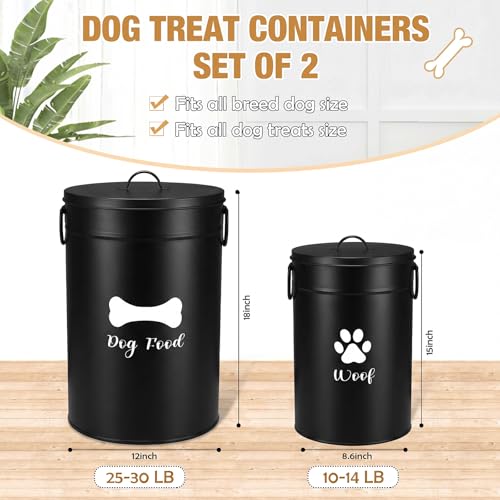 DoubleFill Extra Large 30+14 lb Metal Dog Food Storage Containers, Black - color: Black, size: Extra Large 30+14 lb