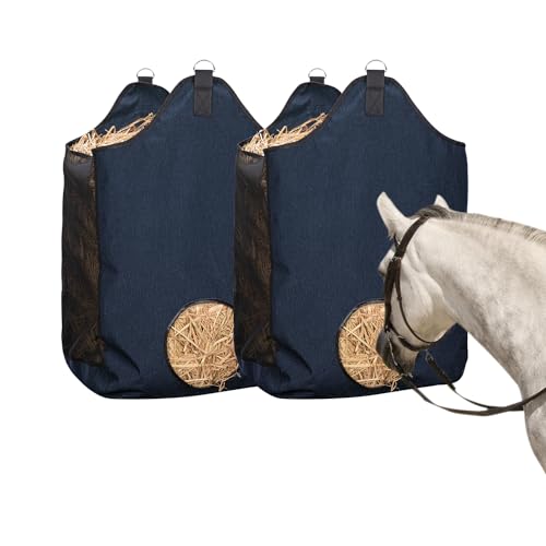 2 Pcs Hay Bags for Horse, Large Capacity Feeding Bag - color: Small Blue