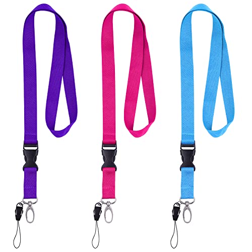 Wisdompro 3 Pack 23 inch Neck Strap Lanyards - Purple, Hot Pink, Light Blue - color: 3pack(purple, Hot Pink & Light Blue)