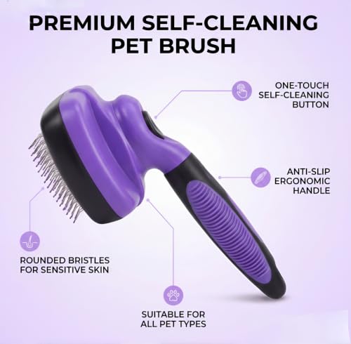 Cat Grooming Kit,Kitten Puppy Pet Dog Grooming Kit,Dog Slicker Brush,9PCS - color: Purple-9