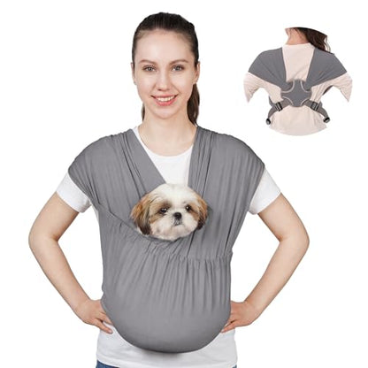 Supet Dog Sling Carrier for Small Pet, Adjustable Hands Free Front Backpack - color: Grey, size: Regular