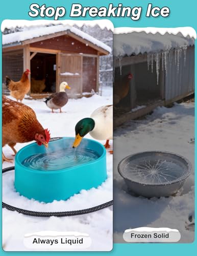 Heated Water Bowl for Chicken 125OZ Heated Water Bowl for Hens Ducks Goose Winter Proof Automatic Heated Drinker for Coop No More Frozen Water
