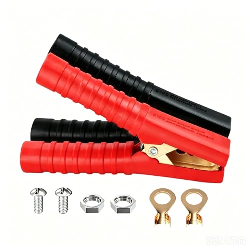4 PCS 300A 90mm Car Battery Alligator Clips, Electrical Heavy Duty Alligator Clamps, Battery Replacement Cable Metal Spring Loaded Jumper Clips for Vehicles Boats (Red & Black) - color: Blackred#300