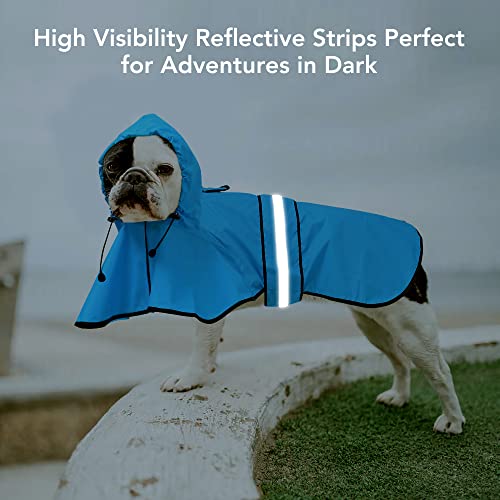 Waterproof Hooded Dog Raincoat - Adjustable Reflective Pet Jacket, Lightweight Dog Slicker Poncho for Small to X- Large Dogs and Puppies (Blue, Large) - color: Blue, size: Large
