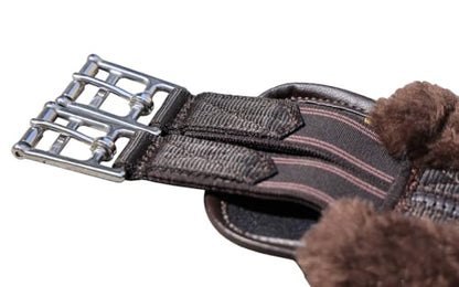 T TEKE Anatomic Luxury Plush Fleece Horse Girth - Contoured Pressure Relief English Girth with Dual-Side Heavy-Duty Elastic, Ultra-Soft Fleece Lining, Stainless Steel Solid-Roller Buckles & D-Ring - color: Black, size: 44"