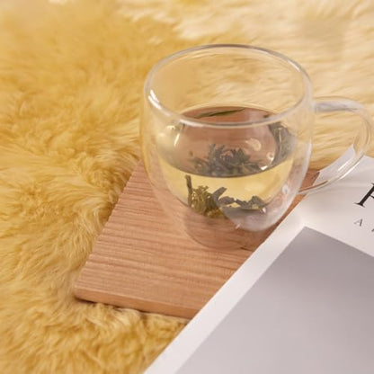 Luxury Beauty Genuine Sheepskin Rug Natural Wool Fluffy Rug|2*3 FT | Yellow Sheepskin Area Rug Warm In Winter,Cool In Summer For Living Room Bedroom Study Meeting Room Premium Fur Rug - color: Yellow, size: 2' x 3' (sheepskin)