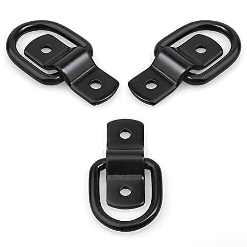 12 Pack D-Ring Tie Downs, 1/4" Anchor Lashing Ring for Loads on Trailers | RV Campers Vans ATV SUV Boats Motorcycles etc Vehicles, Heavy Duty Tie Down with Mounting Bracket - color: Black