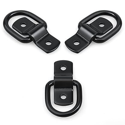 12 Pack D-Ring Tie Downs, 1/4" Anchor Lashing Ring for Loads on Trailers | RV Campers Vans ATV SUV Boats Motorcycles etc Vehicles, Heavy Duty Tie Down with Mounting Bracket - color: Black
