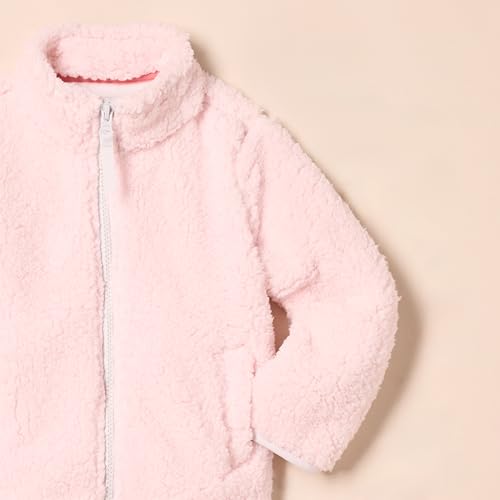 Amazon Essentials Girls' Faux Sherpa Fleece Full-Zip Jacket, Lined - color: Light Pink, size: X-Small