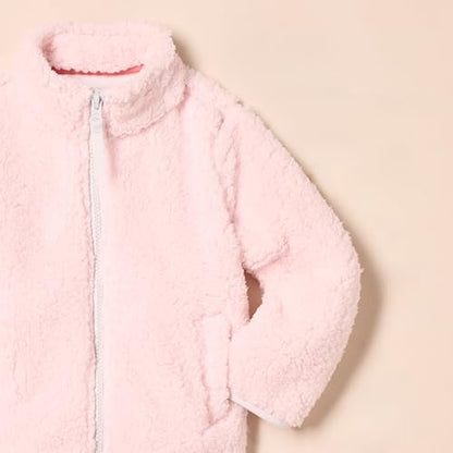 Amazon Essentials Girls' Faux Sherpa Fleece Full-Zip Jacket, Lined - color: Light Pink, size: X-Small