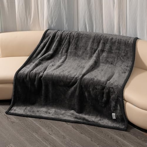 Waterproof Dog Blanket Reversible Pet Puppy Blankets for Couch Sofa Bed Covers Leakproof Warm Fluffy Cat Cover Washable Gray Mat-L-65x57in - color: Grey, size: L-145*165cm(57*65in)