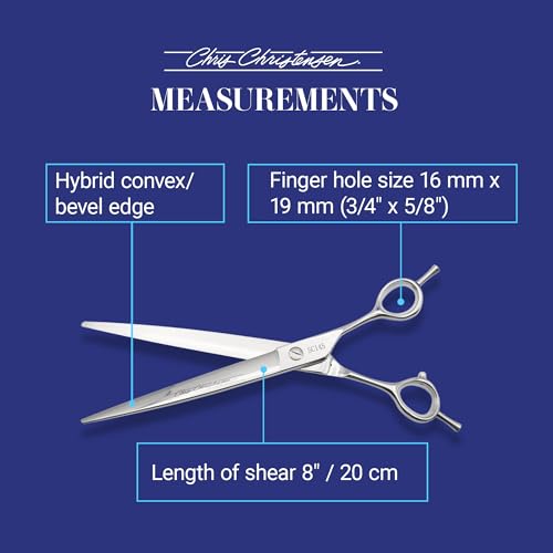 Chris Christensen Classic Series Grooming Shears, 8 in Straight Shear, Groom Like a Professional, Any Skill Level, Made From 440C Japanese Steel - size: 8 inch Straight