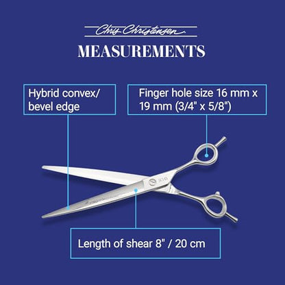 Chris Christensen Classic Series Grooming Shears, 8 in Straight Shear, Groom Like a Professional, Any Skill Level, Made From 440C Japanese Steel - size: 8 inch Straight