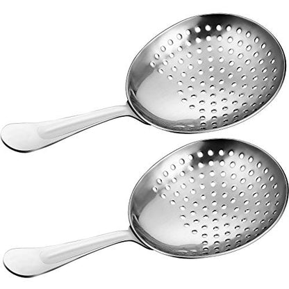 Boao 2 Pack Julep Strainers Stainless Steel Strainer Cocktail Spoon, Silver - color: ['Silver']