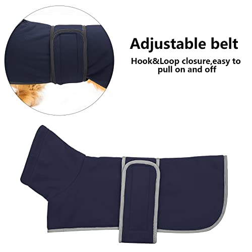 Dachshund Coats Sausage Dog Fleece Coat in Winter Miniature Dachshund Clothes with Hook and Loop Closure and high vis Reflective Trim Safety - Navy - S - color: Navy, size: Small(Back: 14"-15"in)