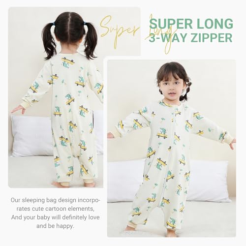 MICHLEY Baby Sleeping Sack with Legs Cotton Long Sleeve Toddler Wearable Blanket Sleeping Bag 6 Months-6 Years - color: Green, size: 2-4T