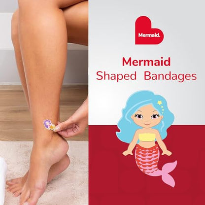 BioSwiss Bandages, Mermaid Shaped Self Adhesive Bandage Set, Latex Free, Sterile Wound Care, 24 Count - color: Mermaid, size: 24-Count Box