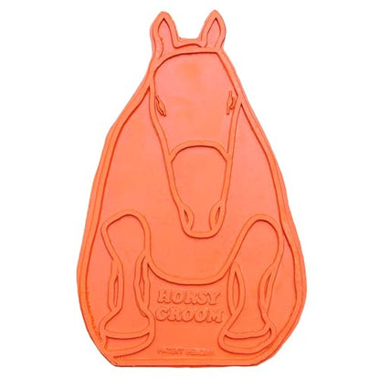 Grewal® Equestrian Grooming Bundle Kit - Comfy Pet Grooming & Bathing Glove - Oval Face Soft Bristles - Great for Thin & Sensitive Skin (Orange) - color: Orange