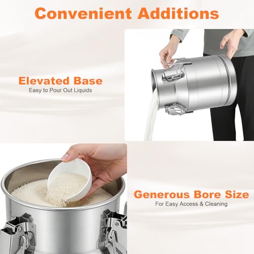 10L/ 2.64 Gallon Seamless 201 Stainless Steel Milk Can with Lid - size: 10L
