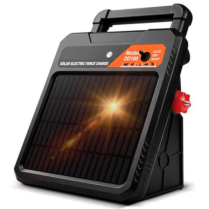 10 Mile Solar Electric Fence Charger, 0.16J Output with Auto/Night Mode, 8.1KV Max Voltage, Front Switch Design with Three Way to Install, Portable Solar Fence Energizer for Livestock & Garden - style: 10 Mile