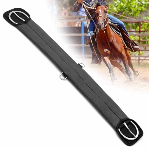 Jeffers Equine Western PVC Straight Cinch – Black Horse Girth for Saddles, Roping, Barrel Racing, Trail Riding – 1/4" Thick, 4 Layer Nylon Reinforced, Stainless Steel Hardware