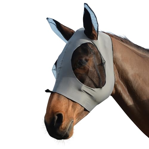 WeatherBeeta Stretch Bug Eye Saver with Ears, Grey/Black, Pony - color: Grey/Black, size: Pony