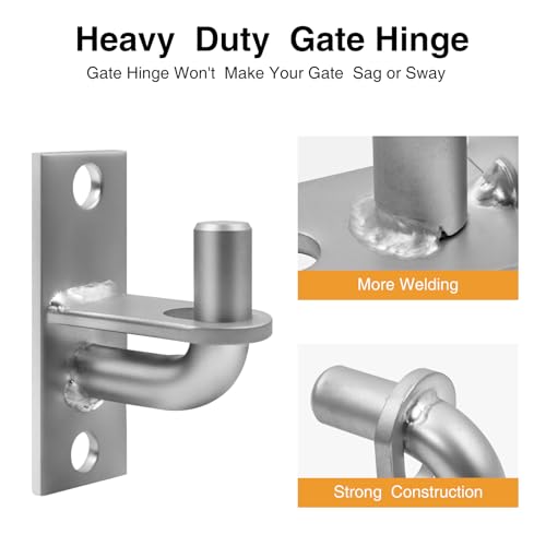 Gate Hinges,2 PCS Wall Mount Gate Hinge,Gate Hinges Heavy Duty for Farm Gates,Chain Link Fence Gate Hinge with 5/8 Hinge Pin (Screws Not Included) - color: Silver, size: 2 Pack