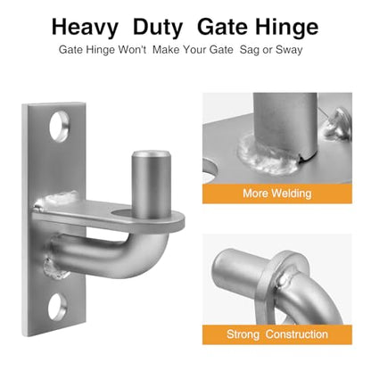 Gate Hinges,2 PCS Wall Mount Gate Hinge,Gate Hinges Heavy Duty for Farm Gates,Chain Link Fence Gate Hinge with 5/8 Hinge Pin (Screws Not Included) - color: Silver, size: 2 Pack