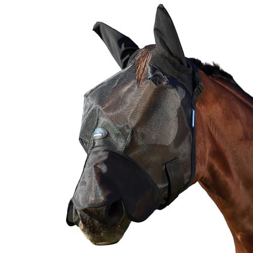 WeatherBeeta ComFiTec Insect Guard Fly Mask with Ears & Nose, Black, Extra Large - size: XL