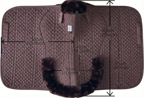 Woolous Dressage Saddle Pad, English Saddle Pad with Sheepskin Trim, Lambskin Wool Fleece Lining, Square Saddle Pad for Equestrian Riding, Comfortable & Shock Absorbing - color: Brown