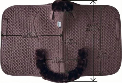 Woolous Dressage Saddle Pad, English Saddle Pad with Sheepskin Trim, Lambskin Wool Fleece Lining, Square Saddle Pad for Equestrian Riding, Comfortable & Shock Absorbing - color: Brown