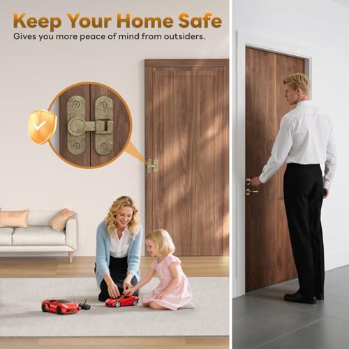Sliding Barn Door Lock - 90/180° Flip Door Latch (Bronze-2 Pcs) - color: Bronze-2 Pcs