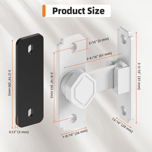 Sliding Barn Door Lock, 90 Degree Flip Security Gate Latch - color: White-4 Pcs