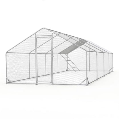 CHIKENCOOP 26x9.8x6.5 ft Metal Chicken Coop, Chicken Run with Cover - size: 318.0"L x 118.0"W x 80.0"H