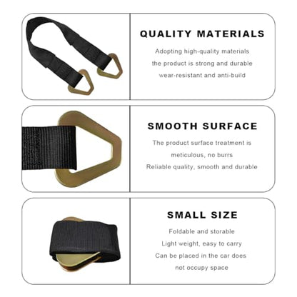 2" × 29" Premium Axle Tie Down Strap with D Rings, Heavy Duty Auto Axle Straps with Protective Sleeves 6614 Lb. Capacity, Adjustable Tire Strap Tie Down for Securing Car Transport (Black) - color: Black