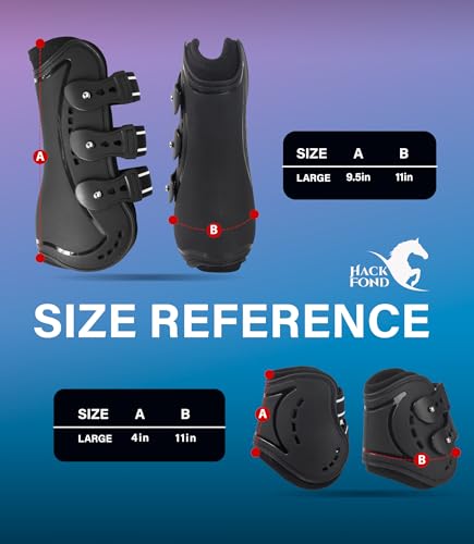 4/Pack Horse Jumping Boots, Open Front & Fetlock Boots for Jumping - color: Black