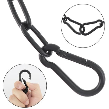20 inch Gate Chain Lock with Both-Ended M5 Carabiners,Chain Dia 4 mm,Black - size: 20" x 5/32"