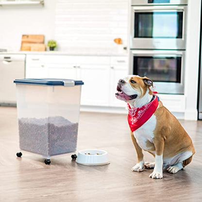 IRIS USA Dog Food Storage Container, Up to 54 lbs, Navy, Made in USA - color: Navy, size: 54 lbs