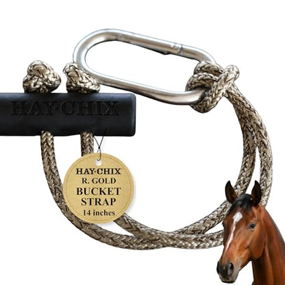 hay chix 14-Inch Horse Bucket Strap | Adjustable Stall Hanger, R. Gold - color: R. Gold