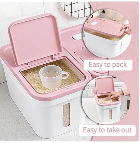 Rice Storage Container 22 lbs Storage Box with Lid Food Storage Flour Bin for Kitchen Pantry Organization, Pet Dog Cat Food Storage Container