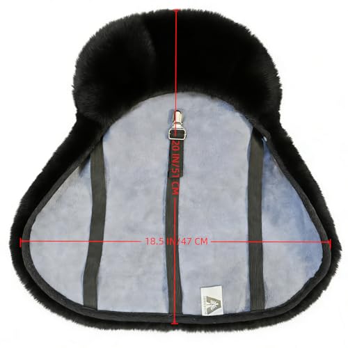 English-Style Sheepskin Saddle seat Cover, Genuine Sheepskin Saddle pad, Merino Sheepskin Saddle pad - color: Black