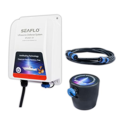 SEAFLO Ultrasonic Hull Defense System – Fully Automated Anti-Fouling Device, Prevents Barnacle & Algae Growth, Protects Hull, Drives & Running Gear, Covers 200 sq.ft – 4-Year Warranty - style: 1 Transducer System